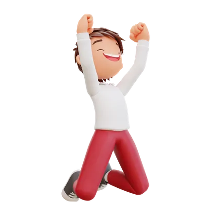 Happy Student Jumping In Air  3D Illustration