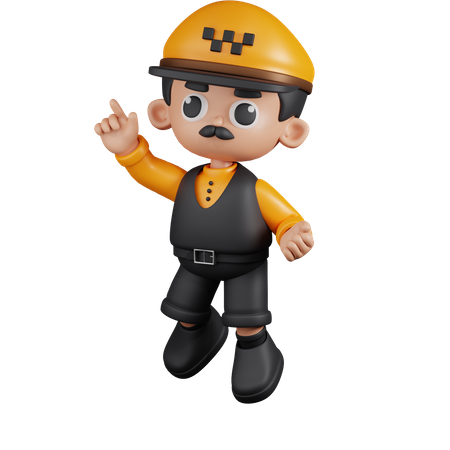 Happy Taxi Driver Jumping  3D Icon