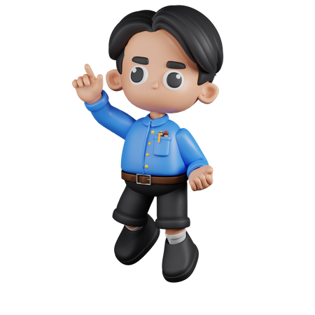 Happy  Teacher In Jumping Pose  3D Illustration