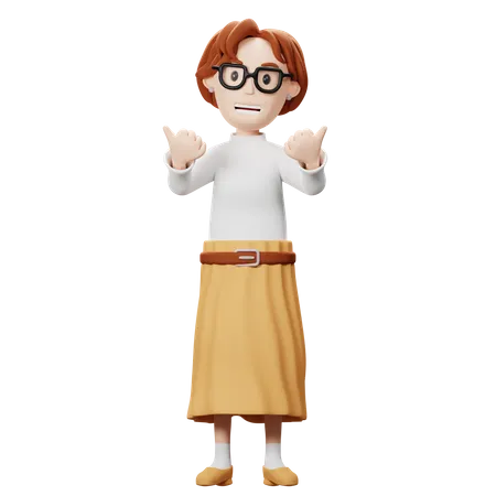 Happy Teacher Showing Like Gesture  3D Illustration