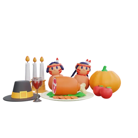 3 D Illustration Of Thanksgiving Celebration Decorations 3D Icon