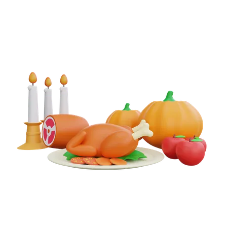 3 D Illustration Of Thanksgiving Celebration Decorations 3D Icon