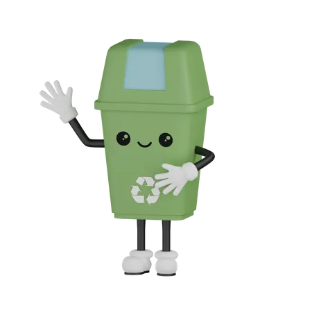 Happy Trash Bin  3D Illustration