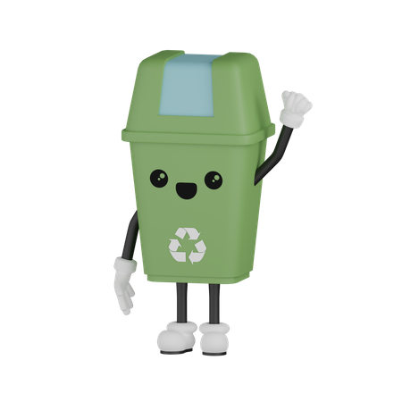 Happy Trash Bin  3D Illustration