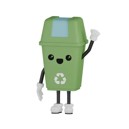 Happy Trash Bin 3D Illustration