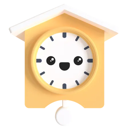 Wall Clock With Happy Face Expression 3D Illustration
