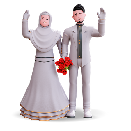 Happy wedding couple  3D Illustration