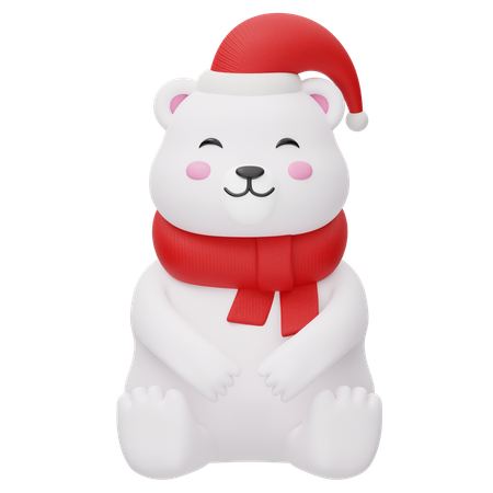 Happy Winter Polar Bear  3D Illustration