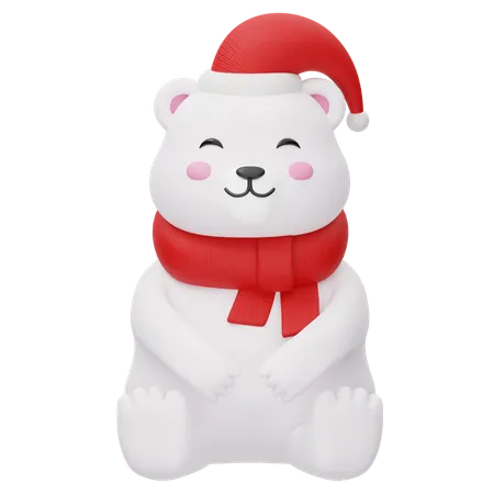 Happy Winter Polar Bear  3D Illustration