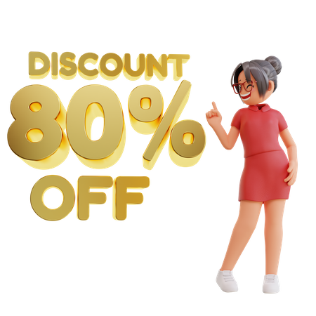 Happy Woman discount 80 percent off  3D Illustration