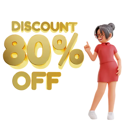 Happy Woman discount 80 percent off  3D Illustration