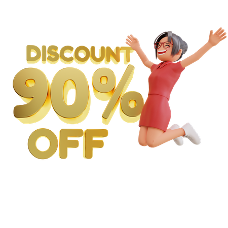 Happy Woman discount 90 percent off  3D Illustration