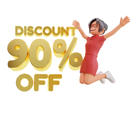 Happy Woman discount 90 percent off  3D Illustration
