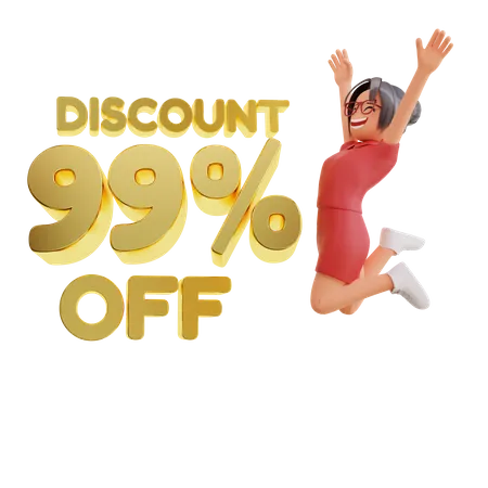 Happy Woman discount 99 percent off  3D Illustration