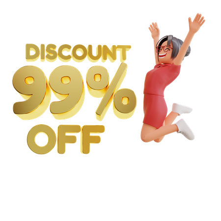 Happy Woman discount 99 percent off  3D Illustration