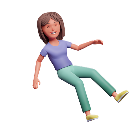 Happy woman floating in air  3D Icon