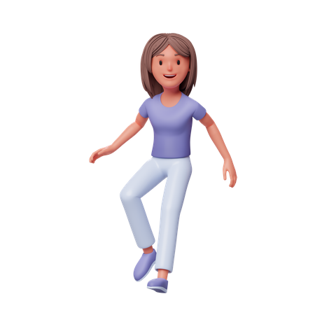 Happy woman floating in air  3D Icon