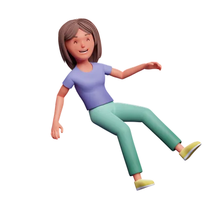 Happy woman floating in air  3D Illustration