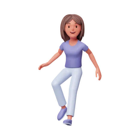 Happy woman floating in air  3D Illustration