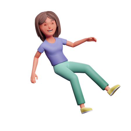 Happy woman floating in air 3D Illustration