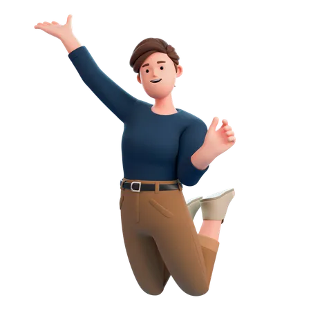 Happy Woman Jumping  3D Illustration