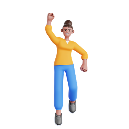 Happy Woman Jumping  3D Icon