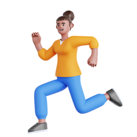 Happy Woman Jumping  3D Icon