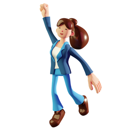 Happy Woman jumping  3D Illustration