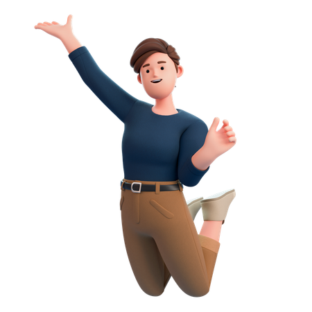 Happy Woman Jumping  3D Illustration