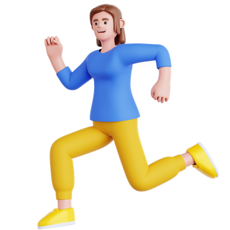 Happy Woman Jumping  3D Illustration