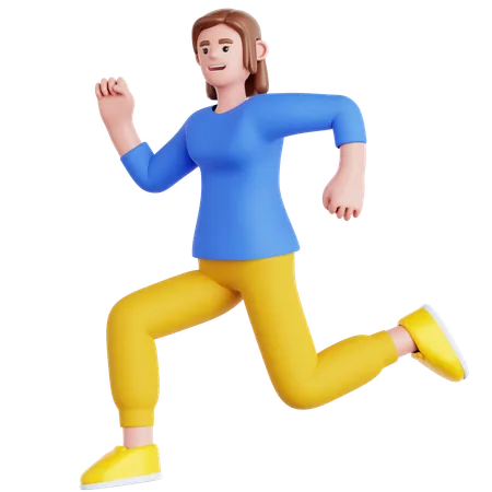 Happy Woman Jumping  3D Illustration