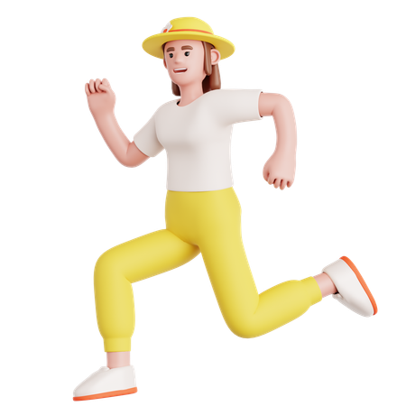 Happy Woman Jumping  3D Illustration