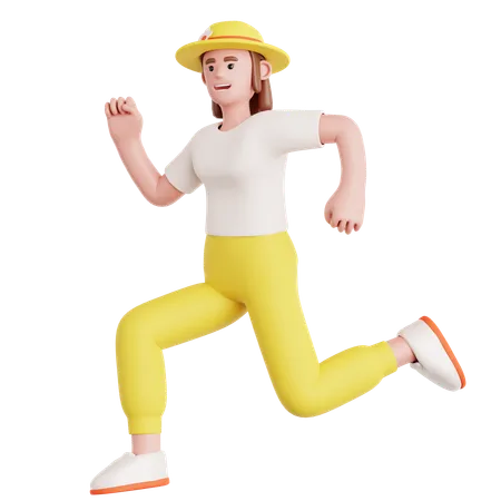 Happy Woman Jumping  3D Illustration