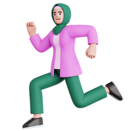 Happy Woman Jumping  3D Illustration