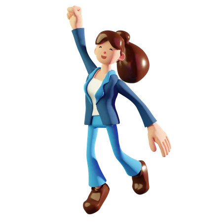 Happy Woman jumping  3D Illustration