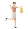 Happy Woman Running While Holding Shopping Bag