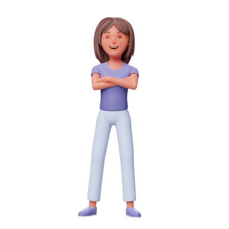 Happy woman standing  3D Icon