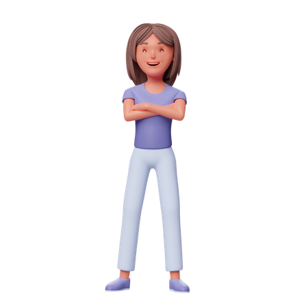 Happy woman standing 3D Illustration