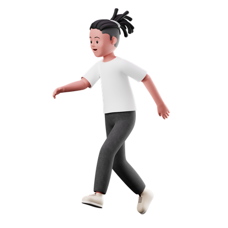 Happy young Boy with Running Pose  3D Illustration