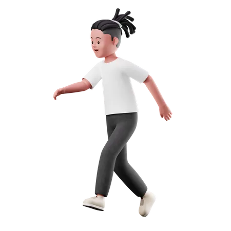 Happy young Boy with Running Pose  3D Illustration