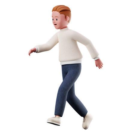 Happy Young Boy With Running Pose  3D Illustration