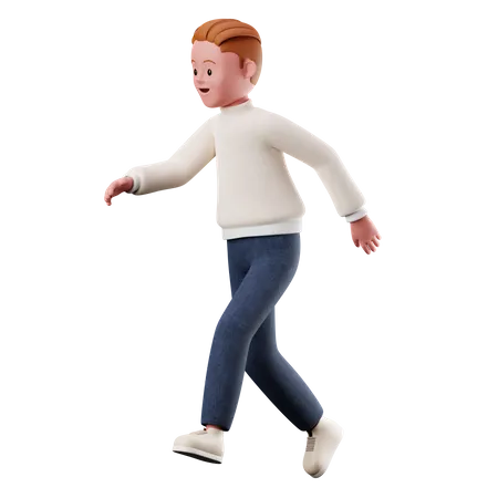 Happy Young Boy With Running Pose  3D Illustration