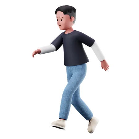 Happy Young Boy With Running Pose  3D Illustration