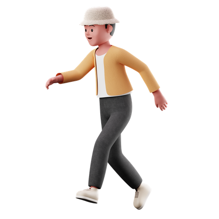 Happy Young Boy With Running Pose  3D Illustration