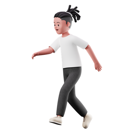 Happy young Boy with Running Pose 3D Illustration