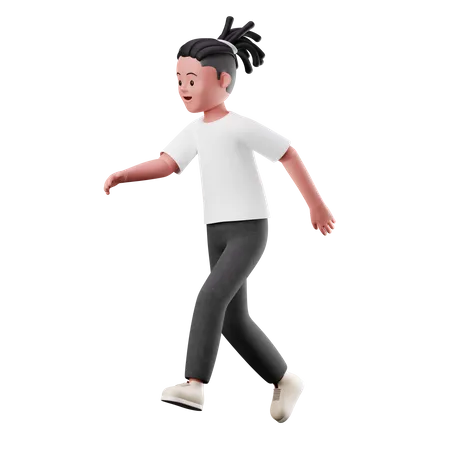 Happy young Boy with Running Pose 3D Illustration
