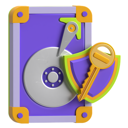 Hard Drive Security  3D Icon