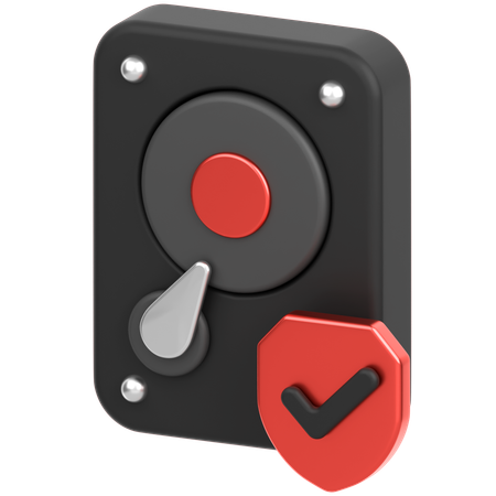 Hard Drive With Sheild  3D Icon
