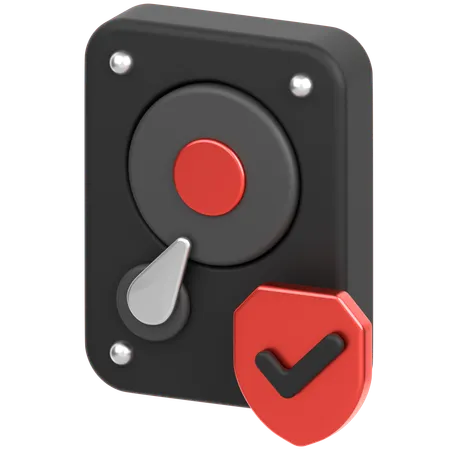 Hard Drive With Sheild  3D Icon
