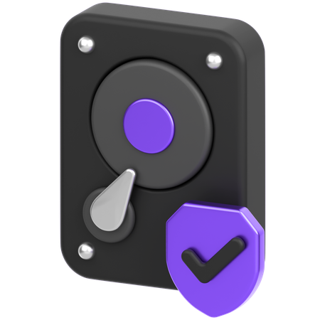 Hard Drive With Sheild  3D Icon